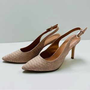 Catherine Malandrino Pointed Slingback Heels in Blush